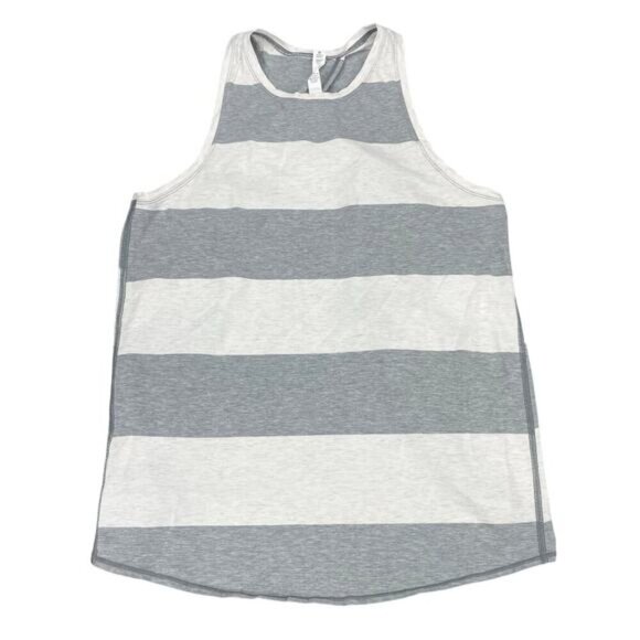 LULULEMON All Tied Up Tank Sz 6 Bold Stripe Heathered Medium Grey Angel White - Picture 2 of 5